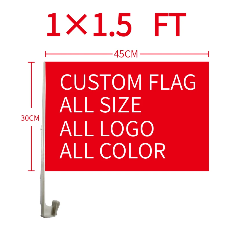 Doprava zadarmo xvggdg Vlastné Auto Vlajkou 30x45cm Polyester obojstranná tlač Banner s 45 cm plastová tyč flag Auto okno vlajky