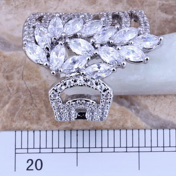 Elegantný Biely CZ 925 Sterling Silver Ring Pre Ženy Móda Veľkosť 6 / 10 S0186