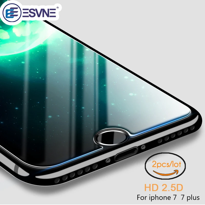 ESVNE (2 ks/lot) 0.26 mm 2,5 D Ochranné Sklo Pre iPhone 7 sklo iPhone 7 Plus Screen Protector Na Tvrdeného Skla Film
