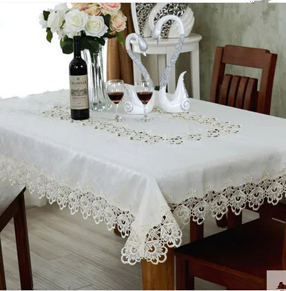 Európsky okrúhly stôl obrus čipky obrus duté biely obrus rohože kryt uteráky