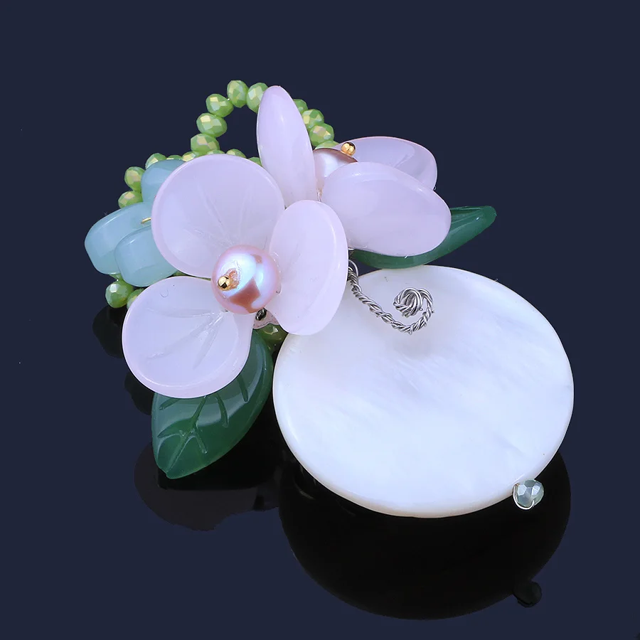 FARLENA Šperky, Ručne vyrábané Umelé Crystal Kvet Brošne Kolíky s Sladkovodných Perál pre Ženy Vintage Prírodné Shell Brošňa