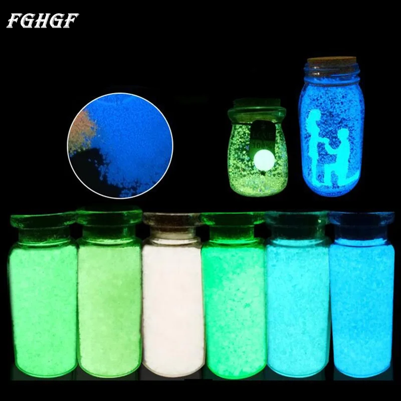 FGHGF 10g Svetelný Piesku DIY Fluorescenčné Super svietivý Častíc Pigmentu Žiariť Jasná Žiara Piesku Žiariace v Tme Piesku