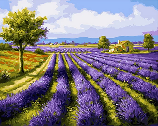 Frameless olej maľovanie podľa čísel farba číslo pre home decor plátno na maľovanie 4050 fialová oblasti