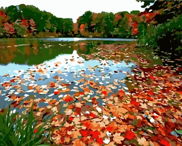 Frameless olej maľovanie podľa čísel farba číslo pre home decor plátno na maľovanie 4050 jeseň jazero