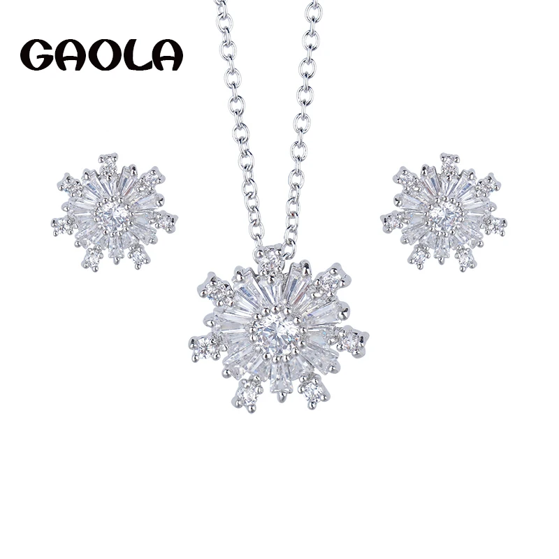 GAOLA štedrý Deň Sneh, Kvetinové Šperky Crystal Silver Farba Deti Šperky Sady Pre Dievčatá GLDT0724