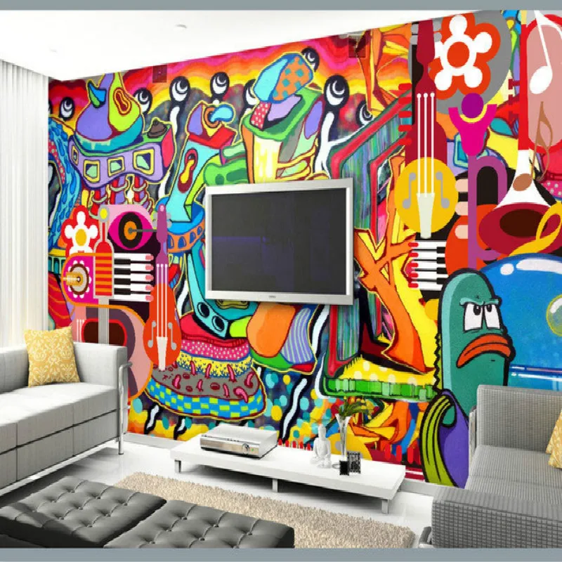 Graffiti maľované veľké nástenné 3D tapeta TV pozadie obývacia izba, spálňa nástenné maľby trojrozmerného 3D tapety