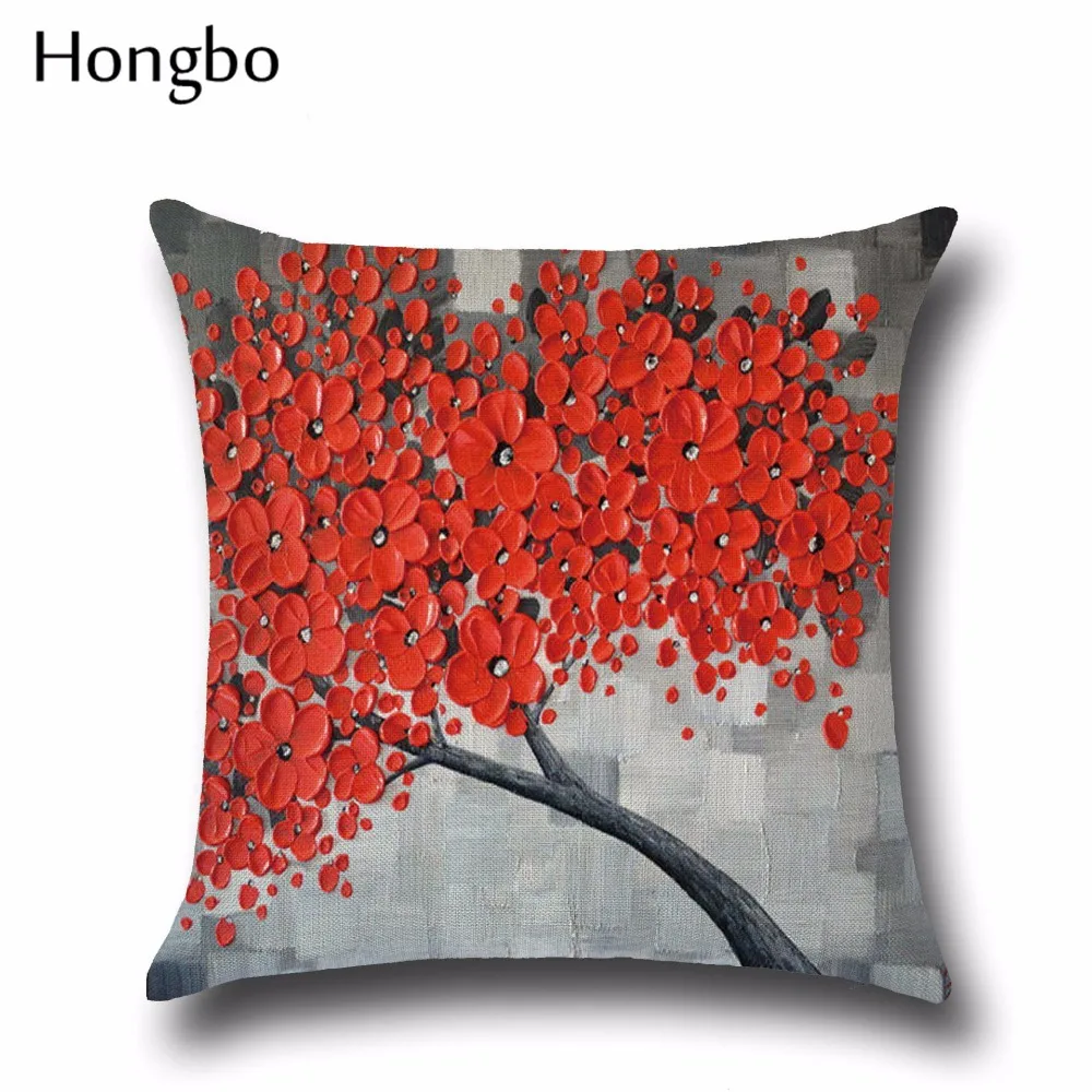 Hongbo 3D olejomaľba Stromy, Kvety Vankúš Čerešňový Kvet, ktorý Kvitne tlač obliečka na Vankúš Modernej Maľované Vankúše Kryt