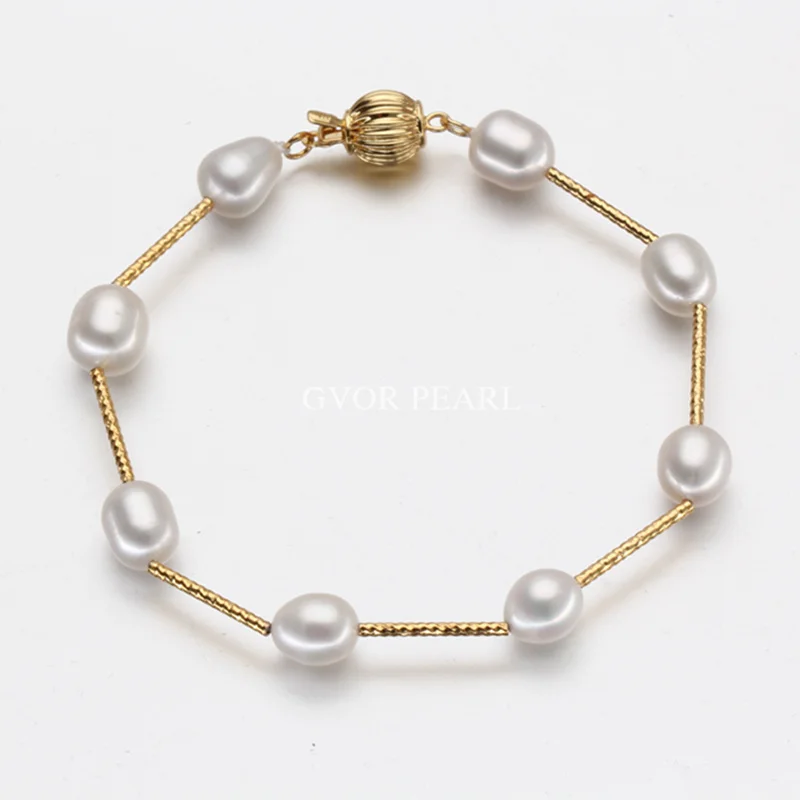 HORÚCE Naozaj Prírodné Perly Šperky 8-9 mm Ideálny Prírodný Perlový Náramok Módne Šperky Náramok pre Ženy doprava Zadarmo TGL