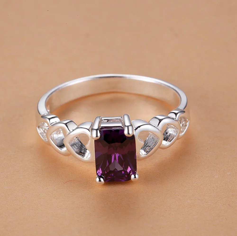 Hot Predaj striebra, pozlátený Krúžky pre ženy, strieborné šperky, módne šperky, módne krúžok fialová crystal/aicaizja R217