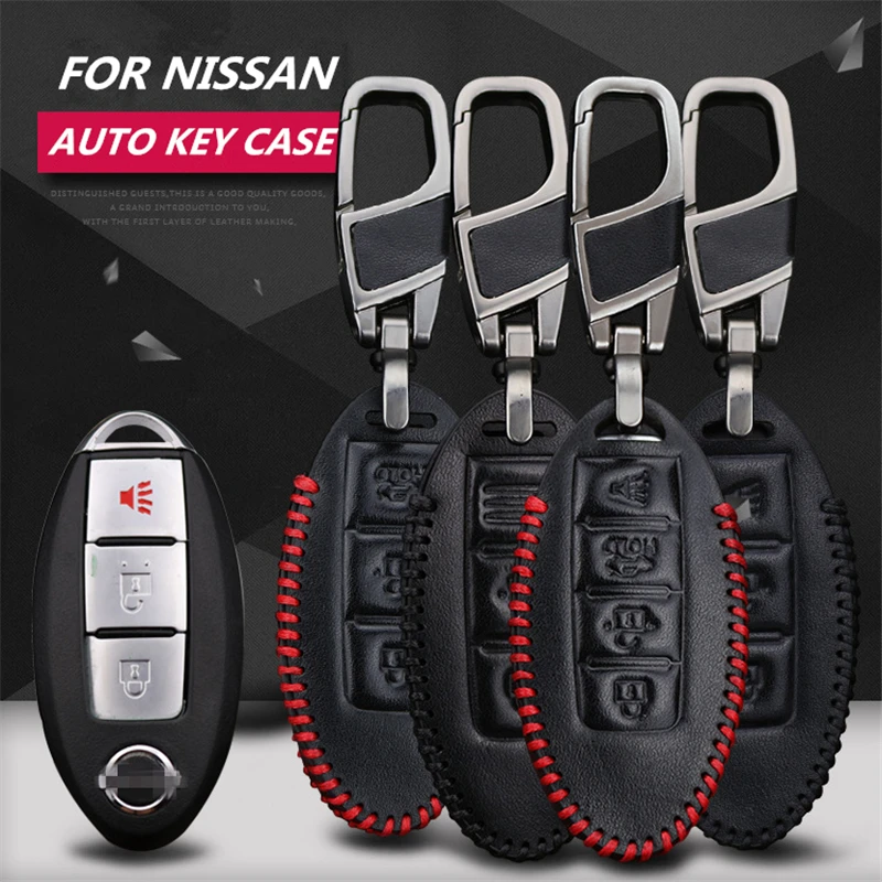 Hovädzie Kože Kľúča Vozidla Pack Kryt / Tlačidlo Prípade Držiteľ Shell Keychain Príslušenstvo Pre Nissan QASHQAI/TEANA /TIIDA/Infiniti/SYLPHY
