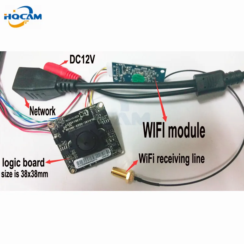 HQCAM 720P logic dosky veľkosť je 38x38mm pre wifi ip kamera 3.7 mm objektív mini wifi kamera