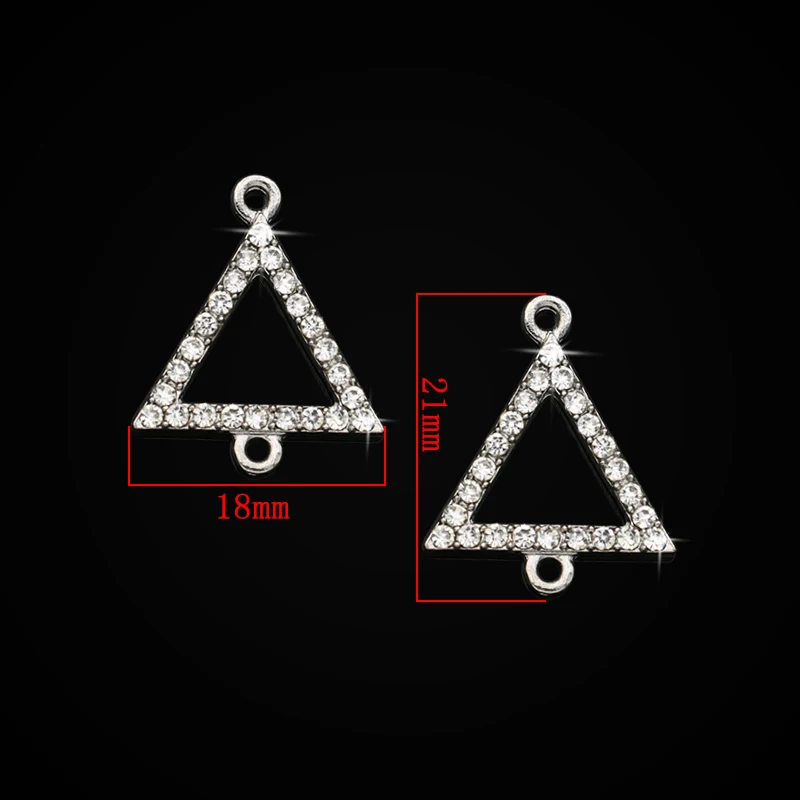 JAKONGO Strieborné Pozlátené Crystal Trojuholník Konektor pre Šperky, Takže Náušnice, Doplnky, Zistenia DIY 21x18mm 5 ks/veľa