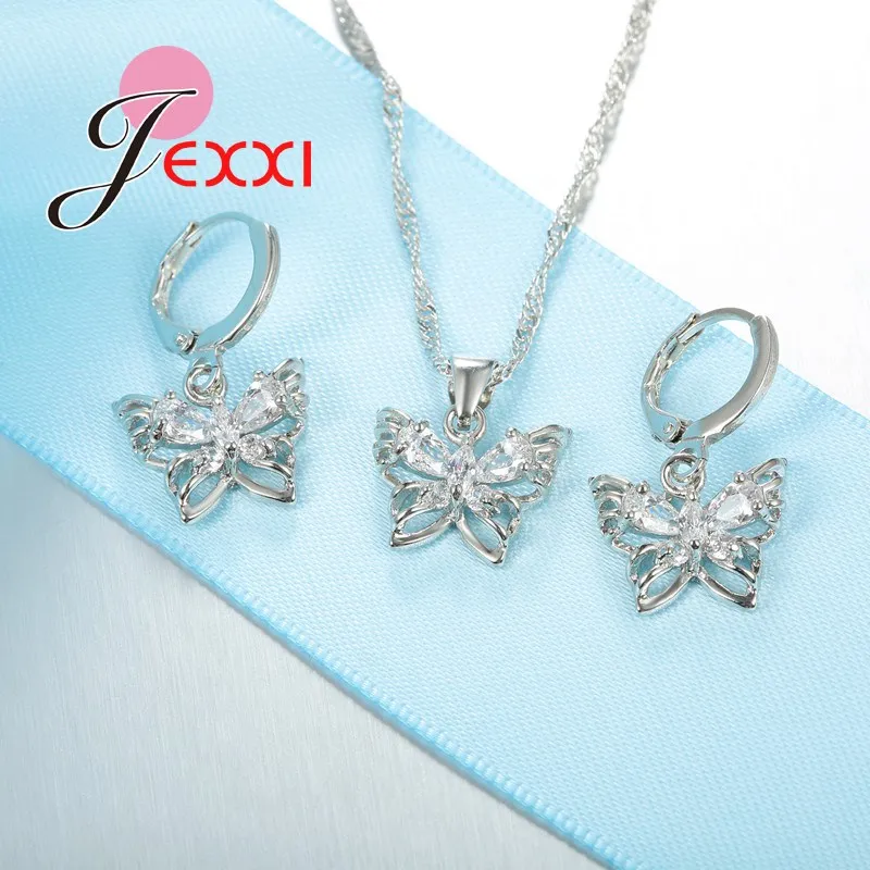 JEXXI Romantický Butterfly Design Strany Šperky Set Pre Dievčatá Kubický Zirkón 925 Sterling Silver Svadobné Šperky Set Ženy