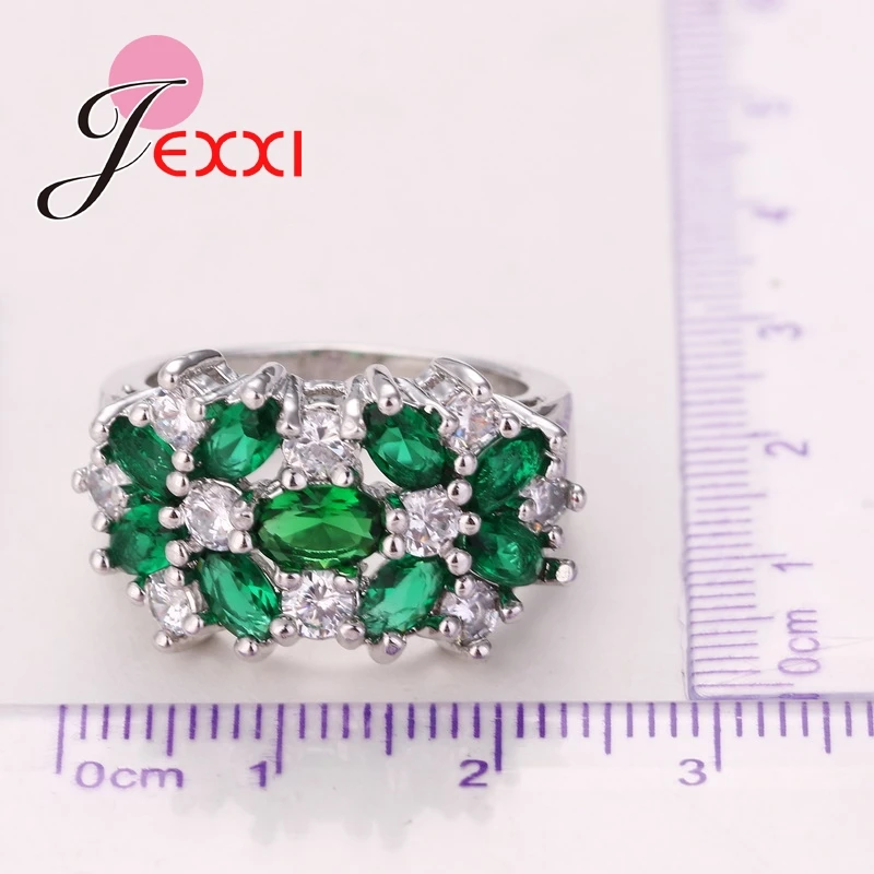 JEXXI Trendy Pásma Šperky Dizajn Značky Bijoux Farebnými Zirkónmi Ženy Krúžky 925 Sterling Silver Zásnubný Prsteň
