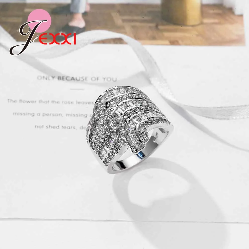 JEXXI Vysokej Kvality Novú Značku Trendy Geometrické Krúžok Žien 925 Sterling Silver Ring Veľkoobchod Kubický Zirkón Žena Anillos