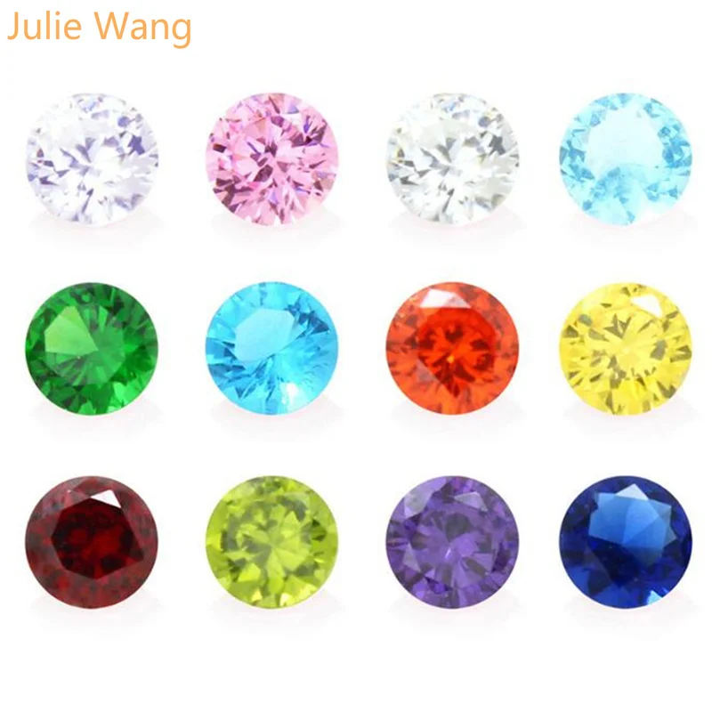 Julie Wang 12PCS/pack 7 Tvary 5MM Zirkón Narodenia Kameň DIY Šperky Zistenia Plávajúce Medailón zobrazili kľúčové tlačidlá Pre život Pamäť Locket