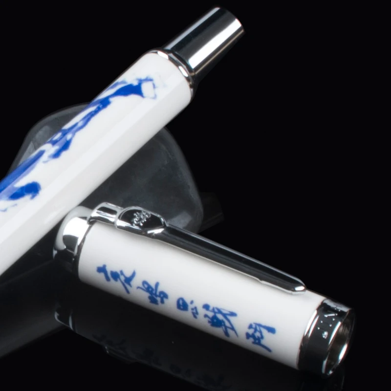 Luxusné Jinhao 950 Modrý a biely porcelán s Čínskej KALIGRAFIE a Kôň Stredne Nib Plniace Pero