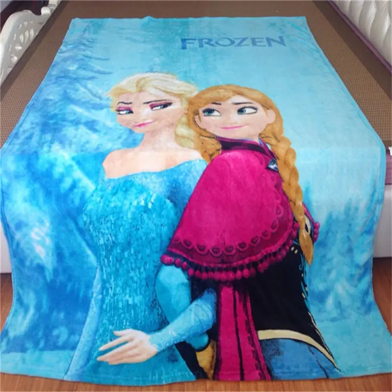 Modrá cartoon Elsa a Anna bedspreads100*140 cm Mrazené vytlačené deka mäkké teplé flanelové svetlé beddings dievča deti princezná list