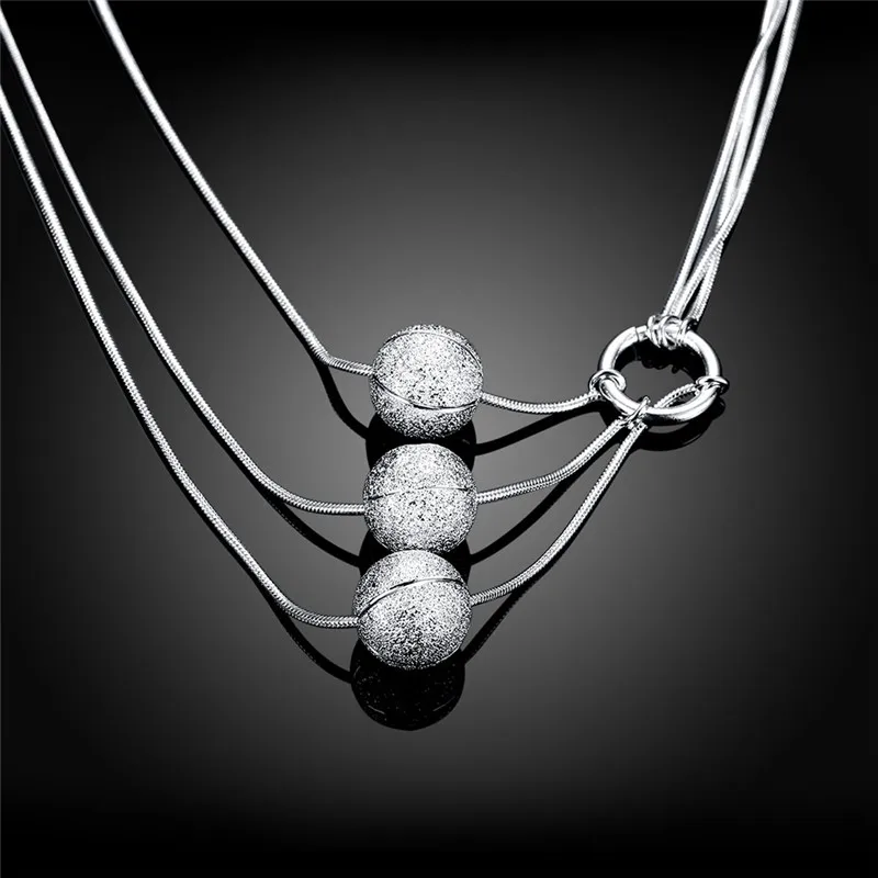 Módne dámske strieborný prívesok náhrdelník korálky & viacvrstvových tenké reťazca klasické kúzlo šperky Romantický strany darček globálne hot