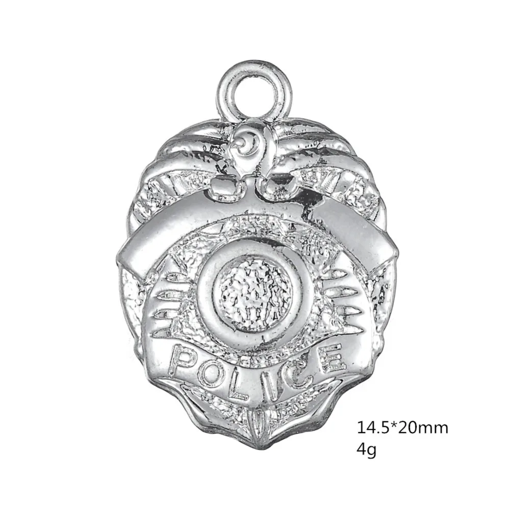 Môj tvar 20pcs ródium á Polícia dept policajný odznak zobrazili kľúčové tlačidlá pre šperky, takže Osobné Povolanie Šperky