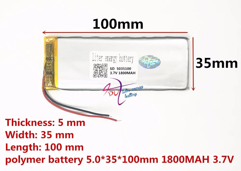 Najlepšie batérie značky 3,7 V polymer lithium batéria 5035100 0535100 MP4 MP5 digitálne produkty 1800MAH