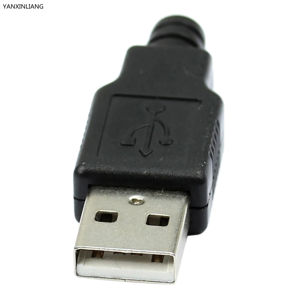 Nové 10pcs Zadajte Male USB 4 Pin Konektor Zásuvka Konektor S Čiernym Plastovým Krytom