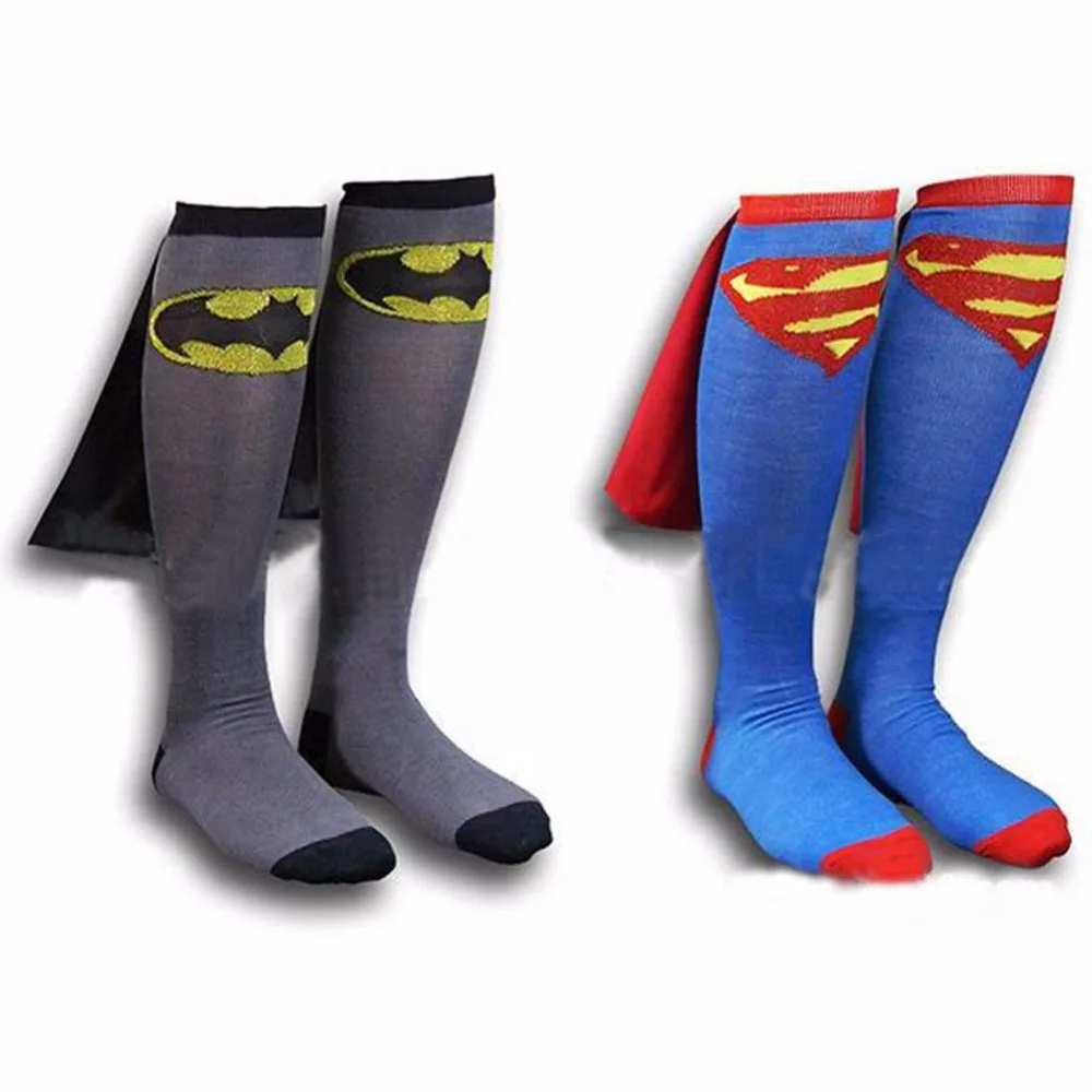 Nové Deti Futbal Ponožky Funnt Cosplay Ponožka Super Hrdina Superman, Batman Kolená Vysoké Futbal S Cape Pohode