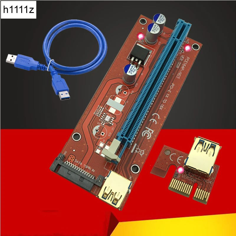 Nové Pozlátené USB 3.0 VER008 60 CM PCI-E Stúpačky Karty SATA Napájania PCI-E 1x až 16x Podstavec pre Bitcoin Baník Antminer Ťažba