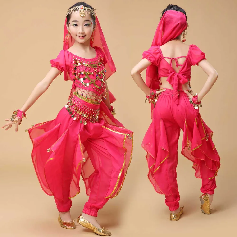 Nové Ručné Deti Kostýmy Brušného Tanca Deti Brušný Tanec Dievčat Indický Bollywood Výkon tanec Handričkou 8 Farieb