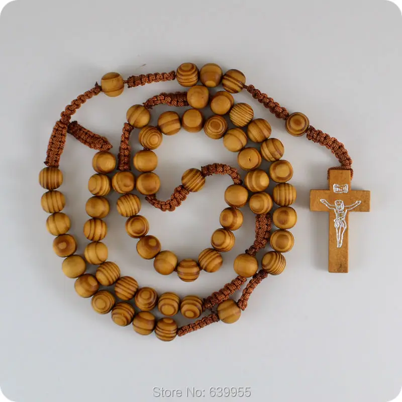 NOVÝ Drevený Ruženec Korálky INRI JEŽIŠ Kríž Prívesok Náhrdelník Katolíckej Módne Náboženské šperky