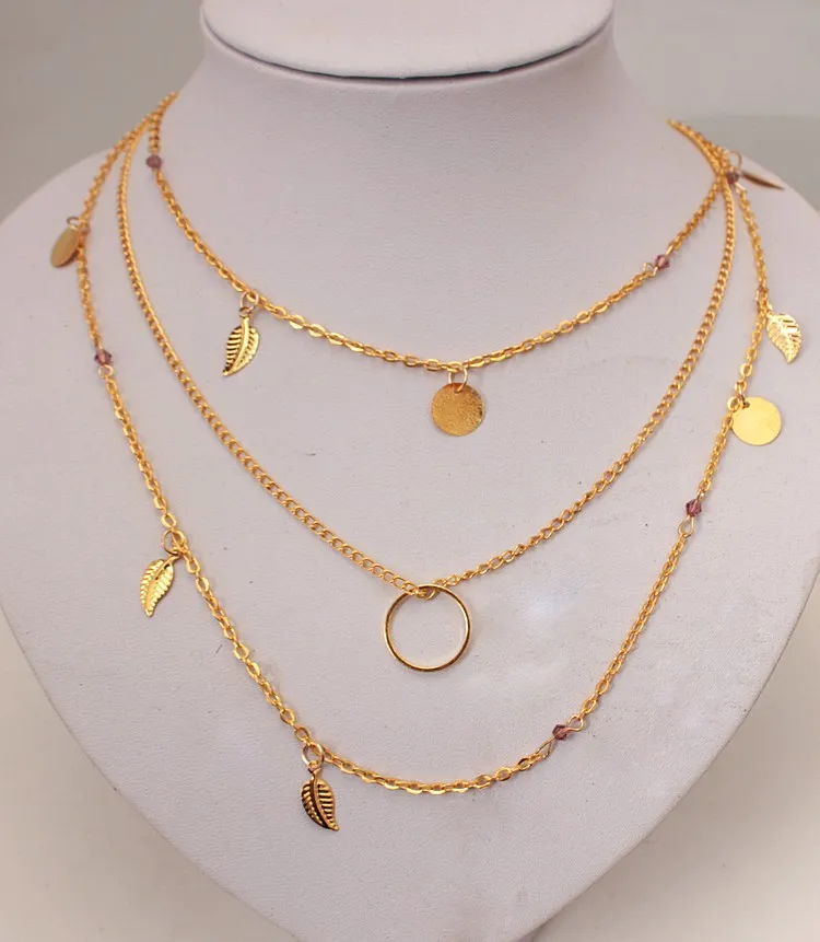 Nový high-end módne šperky factory veľkoobchod viacvrstvových geometrické náhrdelník listy Dámy Choker Náhrdelník