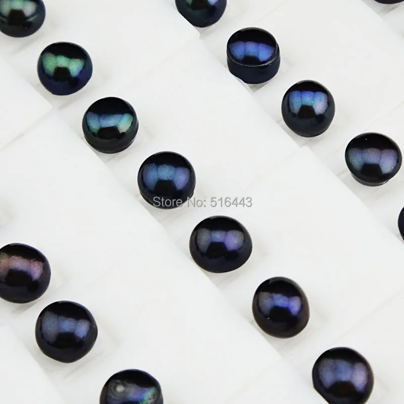 Nový Príchod Módne Šperky Reálne 100ks 7m Prírodné Sladkovodné Čierne Perly, Strieborné S Žien Stud Náušnice Veľkoobchod Veľa A092