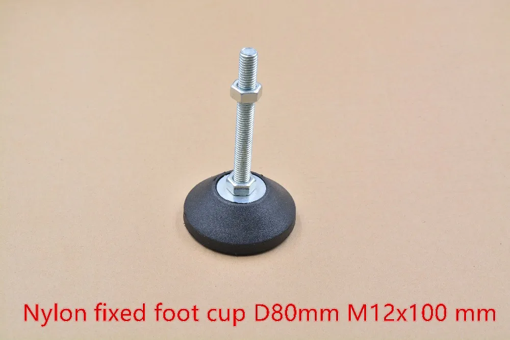 Nylon pevné nohy pohár hliníkový profil kopyto spoločná podpora nohy pohár stroj skrutku D80xM12x100 mm