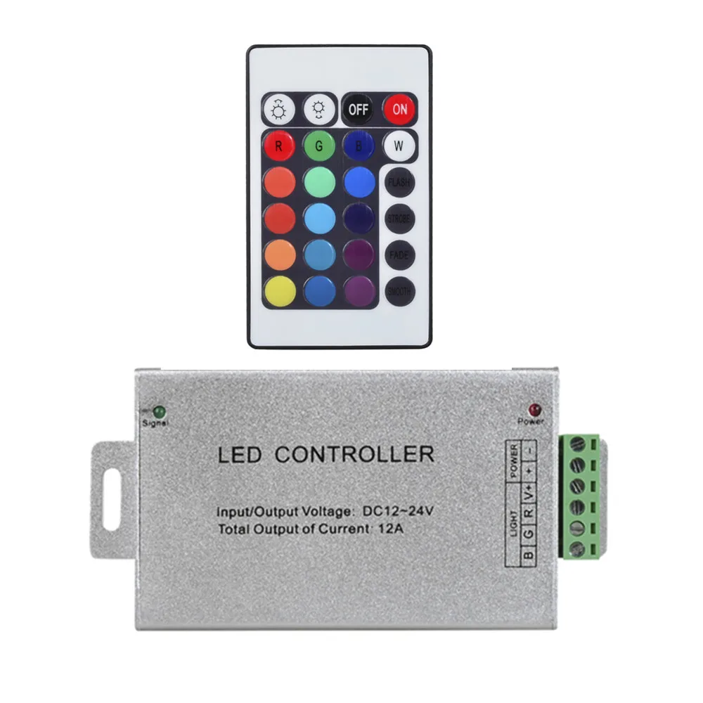 OSIDEN LED RGB Controller DC1224V 12A 24A 24Key IR Diaľkové ovládanie pre SMD 3528 5050 RGB LED Pás Svetla