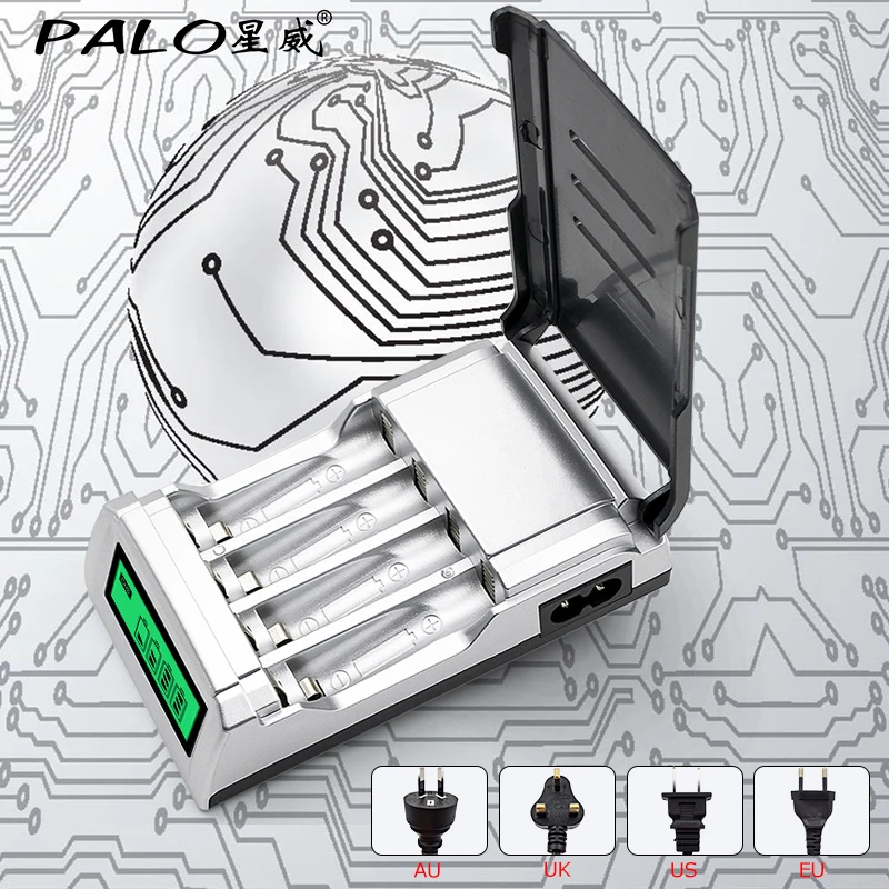 PALO C905 LCD Displej So 4 Sloty pre Inteligentné Inteligentné Nabíjačky Batérií AA / AAA NiCd NiMh Nabíjateľné Batérie rýchle nabíjanie