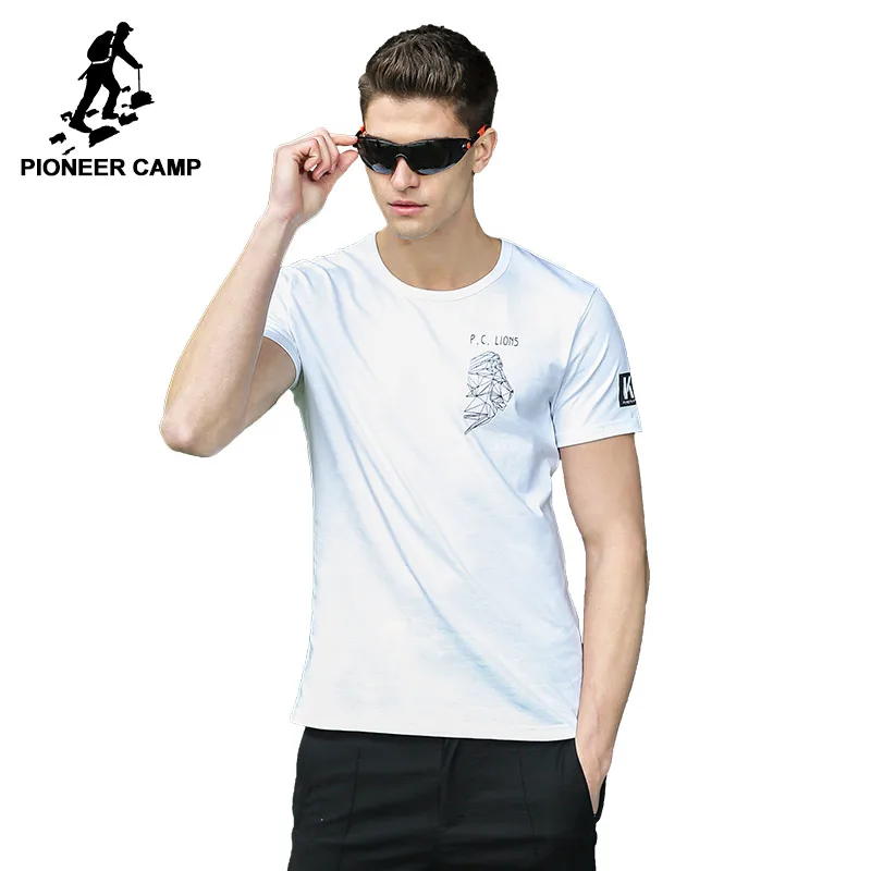 Pioneer Tábor Nové muži T - tričko značky-oblečenie print T shirt muž tlač slim fit krátky rukáv Tričko black white ADT701104A