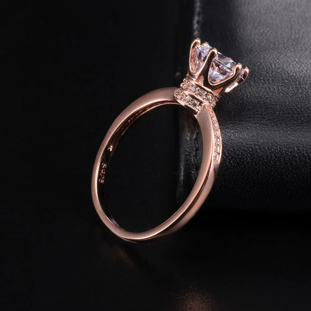 Podpora!!! 6$ Pevné 925 Silver & rose gold Snubné Prstene Koruny Šperky pre Ženy 1.2 ct Simulované Diamantový Zásnubný Prsteň