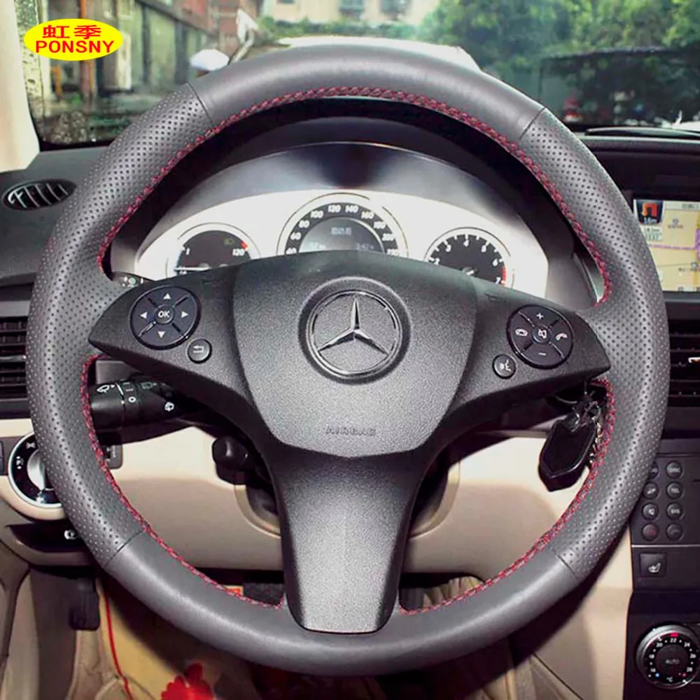 PONSNY Auto Riadenia Zahŕňa Prípade na Mercedes Benz GLK Triedy GLK300 2012 Ručne šité Kolesa Originálny Kožený Kryt
