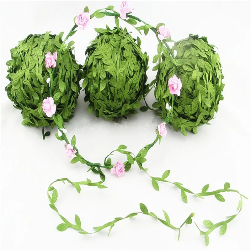 Predaj 10m Umelé Zelený Kvet, Listy DIY Umelé Rastliny Veniec Veniec Príslušenstvo Svadobné Mariage Strany Domáce Dekorácie