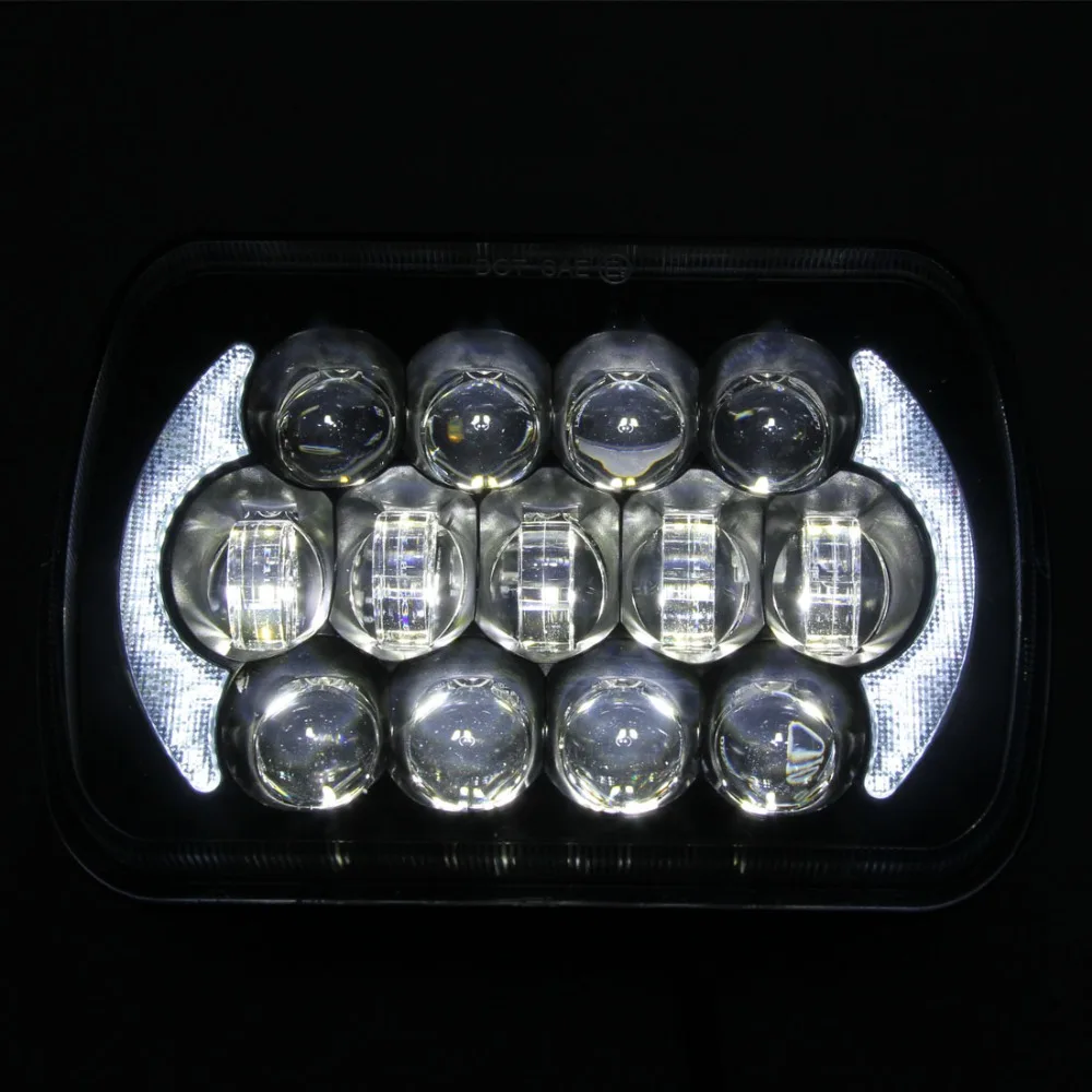 Pár štvorcových 5x7 Palcový led reflektor Daymaker trucklight Vysoká Nízka Lúča Svetlometu pre Jeep Wrangler YJ Cherokee XJ(Black)