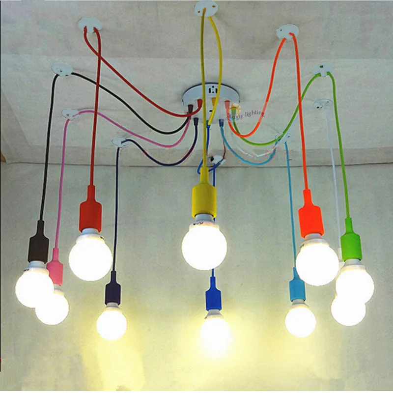 Retro Edison Osvetlenie Silikónové Lampa Chandelierfor reštaurácia, bar Spálne Farebné multicolor sconce DIY E27 žiarovky nie sú zahrnuté