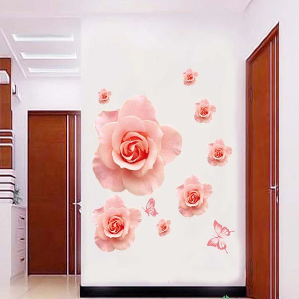 Romantické ruže spálňa pozadí držať tretia generácia mobilných stenu domácnosti ozdobu samolepky na stenu