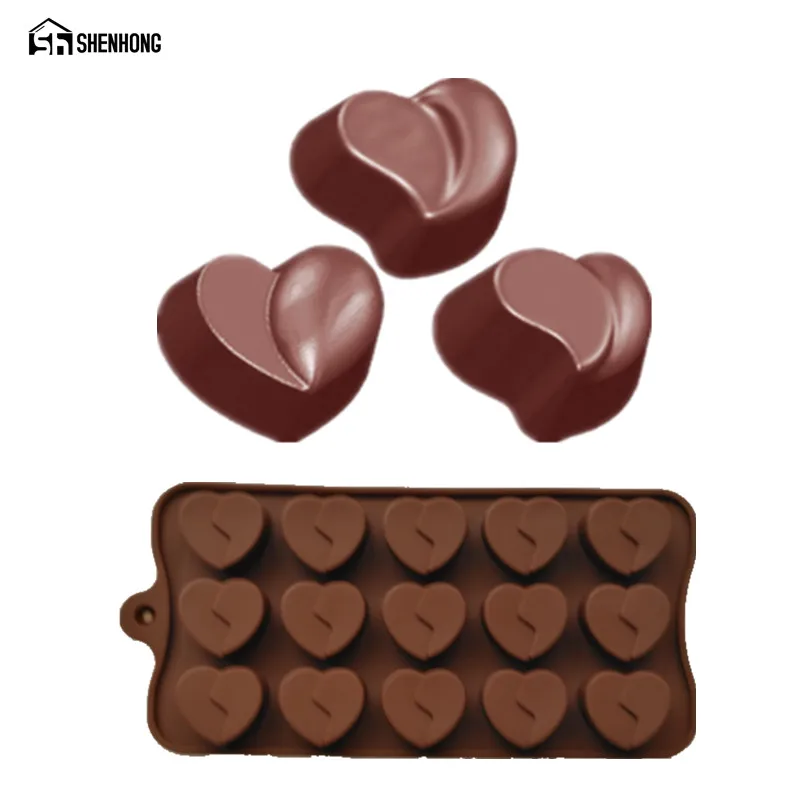 SHENHONG Láska v Tvare Srdca Čokoláda Plesne 15 Otvory 3D Formy Mousse Umenie Silikónové Koláč, Dezert Moule Pečenie Pečiva Pan Pečenie