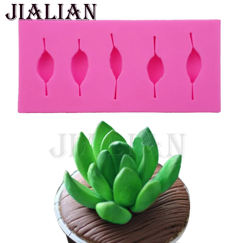 Silikónové Formy 3D kvety sukulentných rastlín listy pečenie Cukru Plavidlá Formy Fondant DIY Cake Zdobenie nástroje T0794