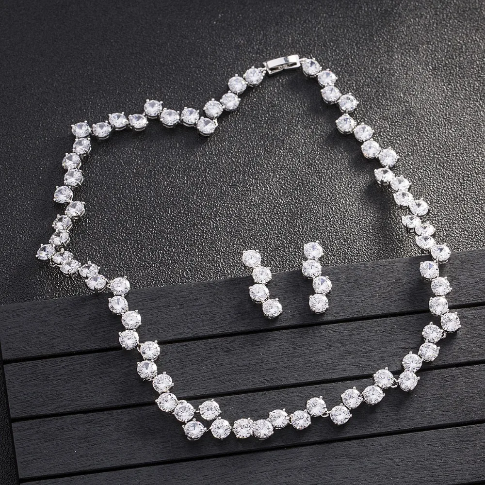SINZRY Zbrusu nové luxusné šperky set biela AAA kubický zirkón Sweety svadobné svadobné choker náhrdelníky náušnice nastaviť