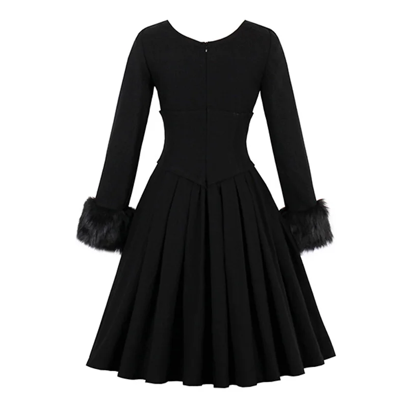Sisjuly vintage šaty jeseň zima black 1950 retro elegantné bavlna party šaty skladaný šaty vintage šaty 2017 nové