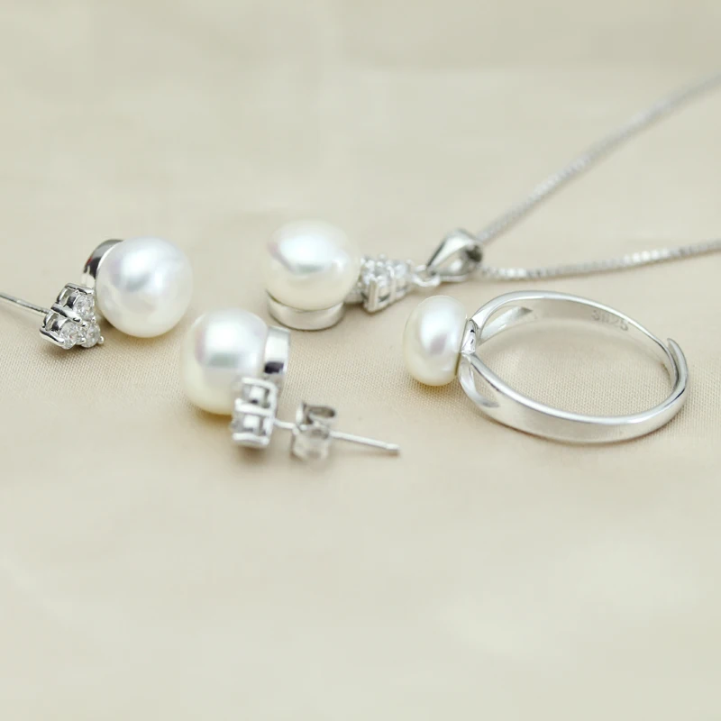 Sladkovodné Perly Šperky Sady 925 Silver Ženy,prírodné perly šperky 925 sterling silver šperky priateľka narodeniny najlepší darček