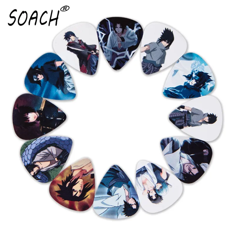 SOACH 10pcs 3 druhy hrúbka novú gitaru vezme basy Japonské anime Uchiha Sasuke obrázky kvality tlače Gitarové príslušenstvo