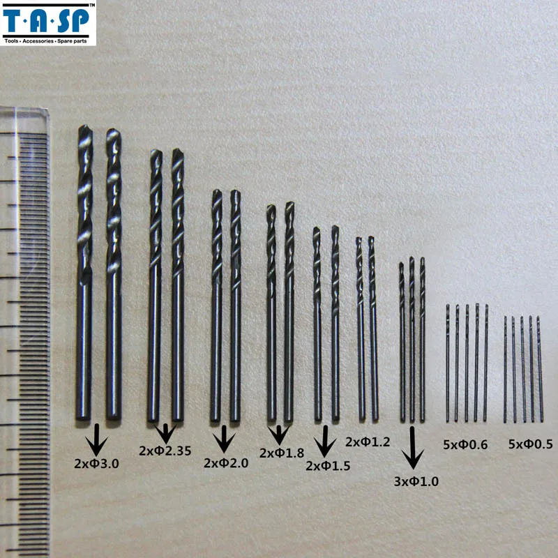 TASP 25PC Micro Drill Bit Nastavený 0,5 mm~3 mm (0.019