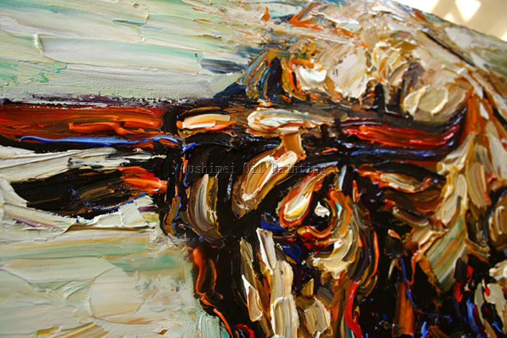 Top Umelec Ručné Vysokej Kvality Abstraktné Nôž Maľovanie Bull Olej Maľovanie Na Stenu, Dekorácie, Skákanie Bull Obraz Na Plátne